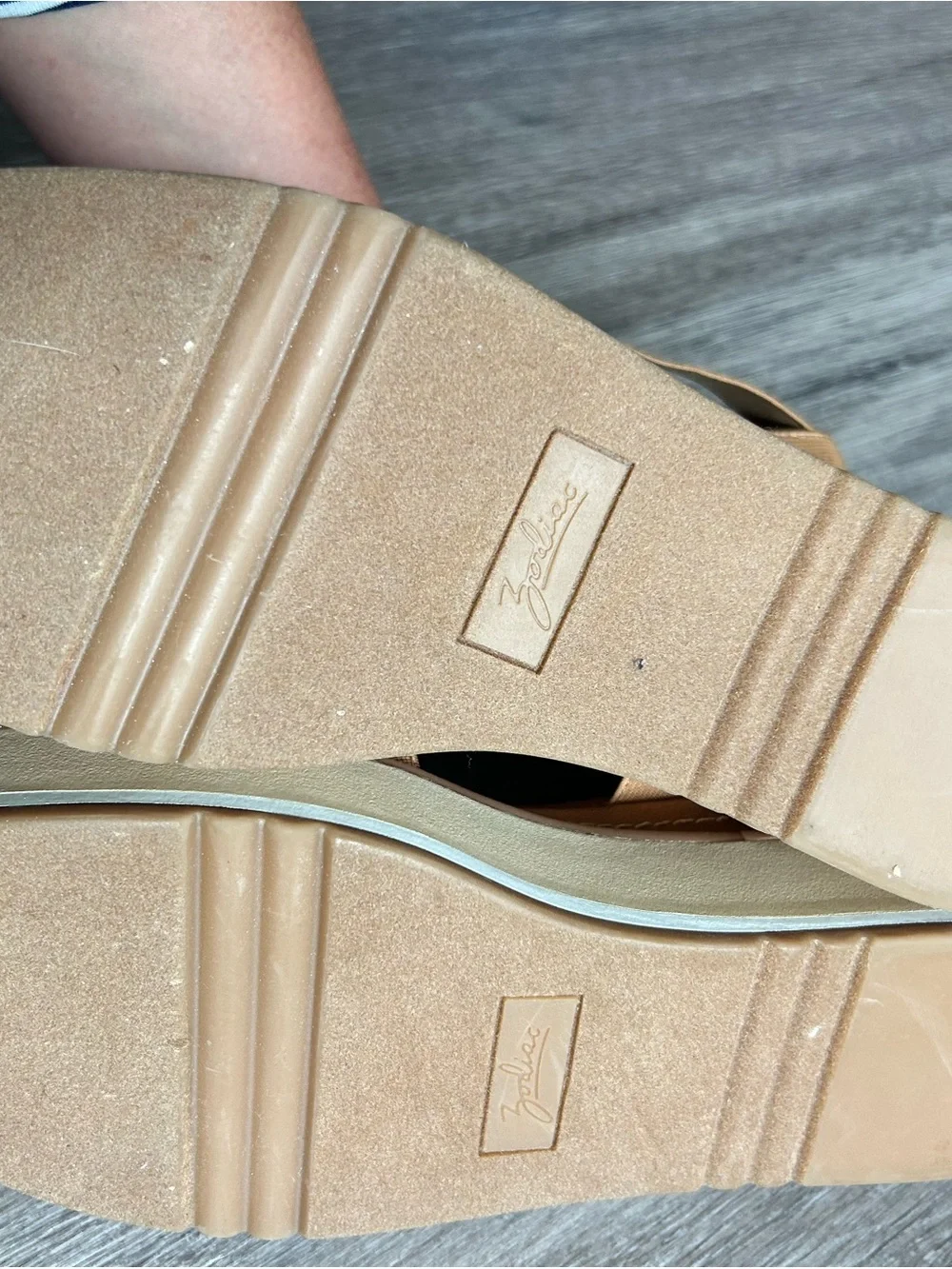 Zodiac Platform Sandal in Tan and Cream with Elastic Ankle Strapping new